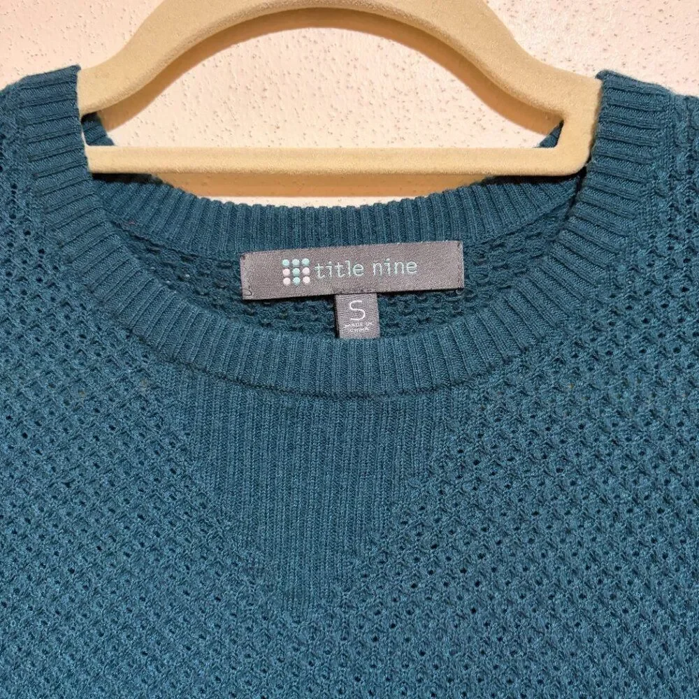 Title Nine Size S Small Woolicious Waffle Sweater Dress Dark Teal Blue - Picture 7 of 13